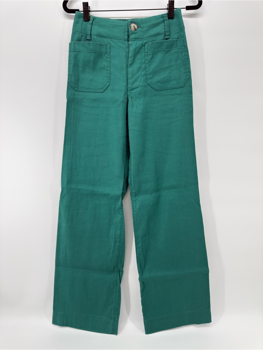 Maeve The Collette Linen Wide Leg Pants 24 full length high rise green teal